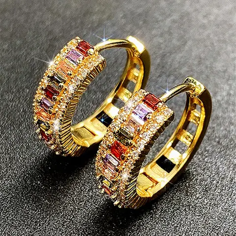 1 Pair Artificial Gemstone Copper Inlaid Zircon Hollow Out Hoop Earrings, Statement Earrings, Fashionable Earrings, Stylish Jewelry, Fashion Elegant Women's Jewelry For Party, Trendy Daily Clothing Decor, Jewelry Gifts, Statement Hoops Earrings