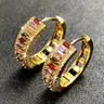 1 Pair Artificial Gemstone Copper Inlaid Zircon Hollow Out Hoop Earrings, Statement Earrings, Fashionable Earrings, Stylish Jewelry, Fashion Elegant Women's Jewelry For Party, Trendy Daily Clothing Decor, Jewelry Gifts, Statement Hoops Earrings
