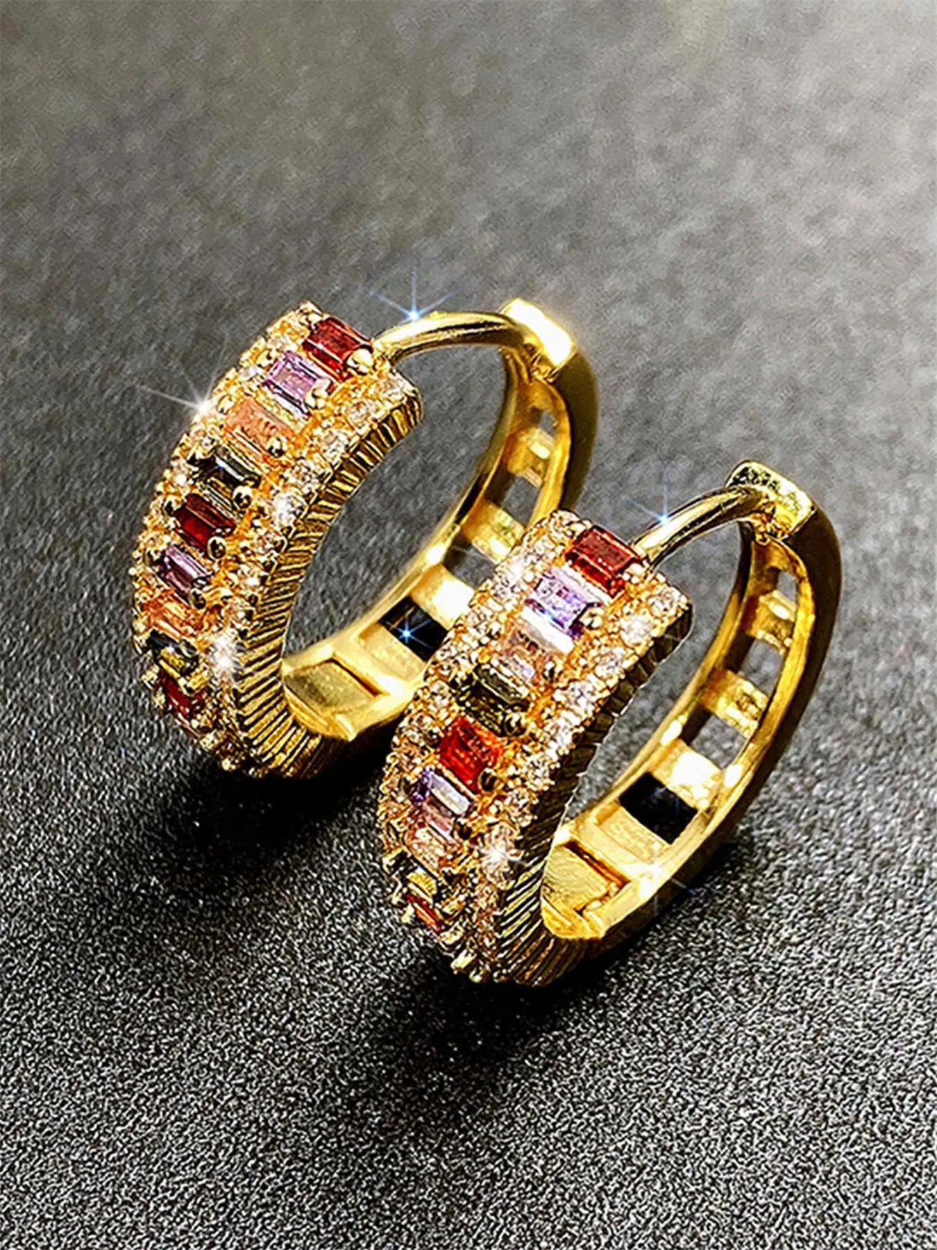 1 Pair Artificial Gemstone Hollow Out Hoop Earrings, Fashion Elegant Women's Jewelry For Party, Trendy Daily Clothing Decor