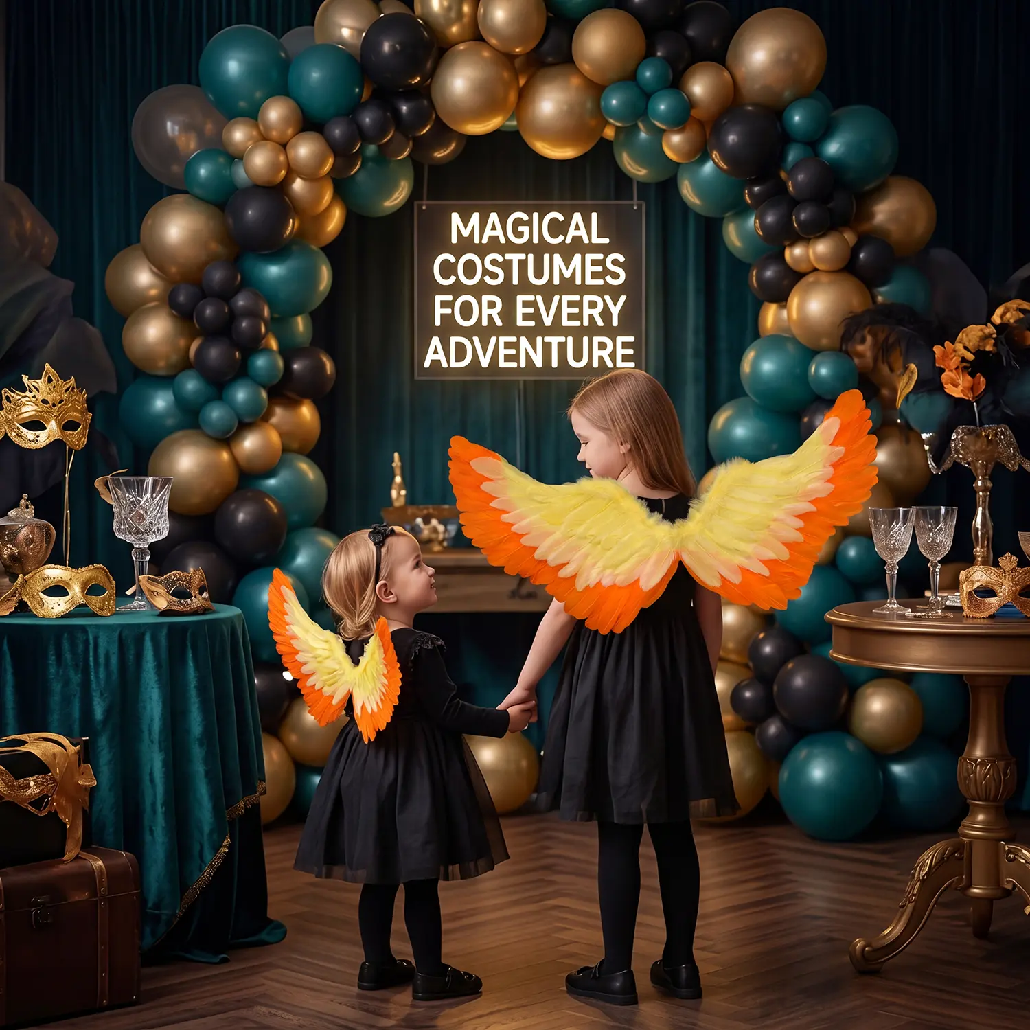 Feather Back Accessory Wings for Kids & Adults - Halloween Decorations, Ceremony Use, Ideal for Masquerades, Flower Girl Wedding Costumes, Fairy Performances, Feathers