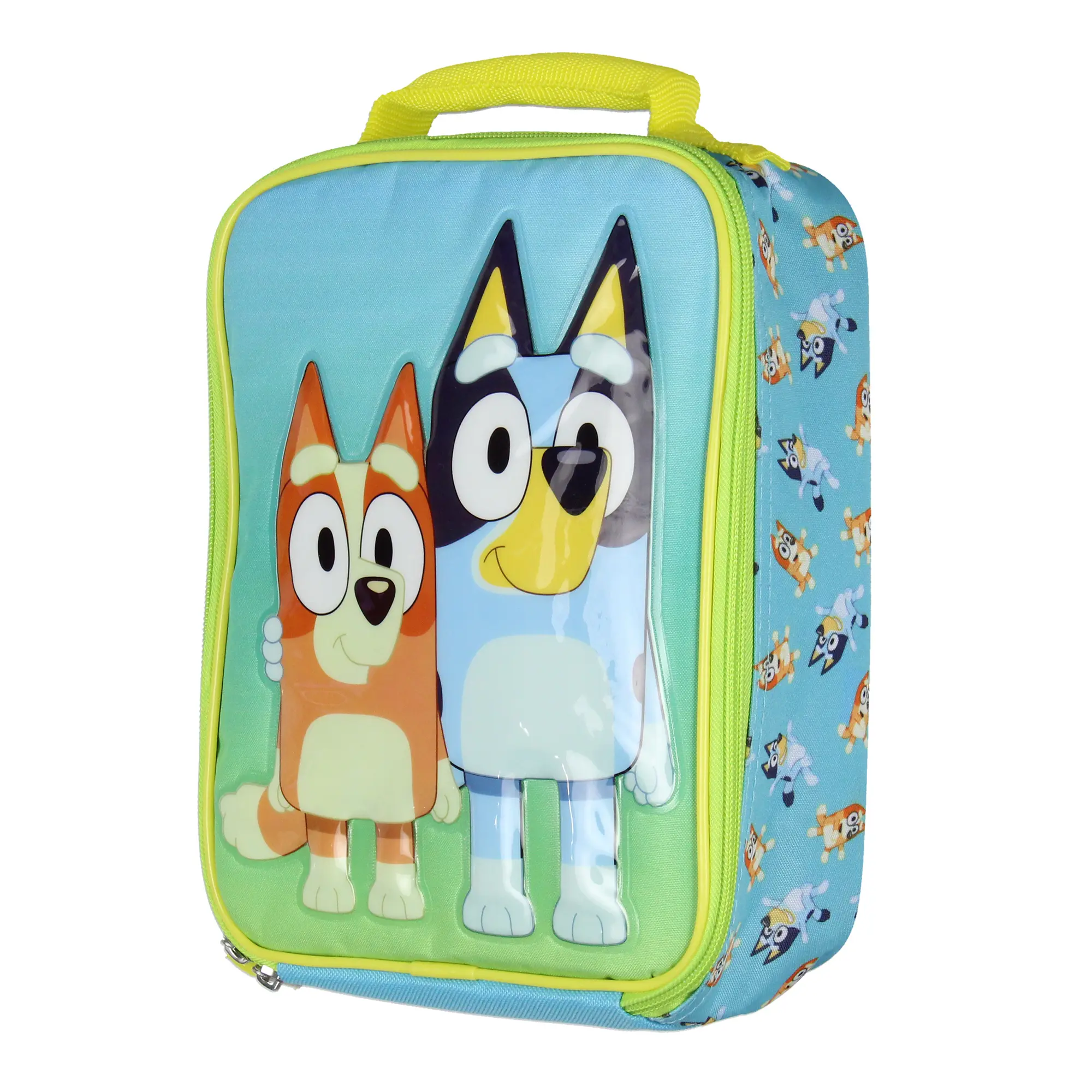 Bluey Kids Lunch Box Bluey And Bingo Raised Character Insulated Lunch Bag Tote For Hot And Cold Food, Drinks, And Snacks 10"