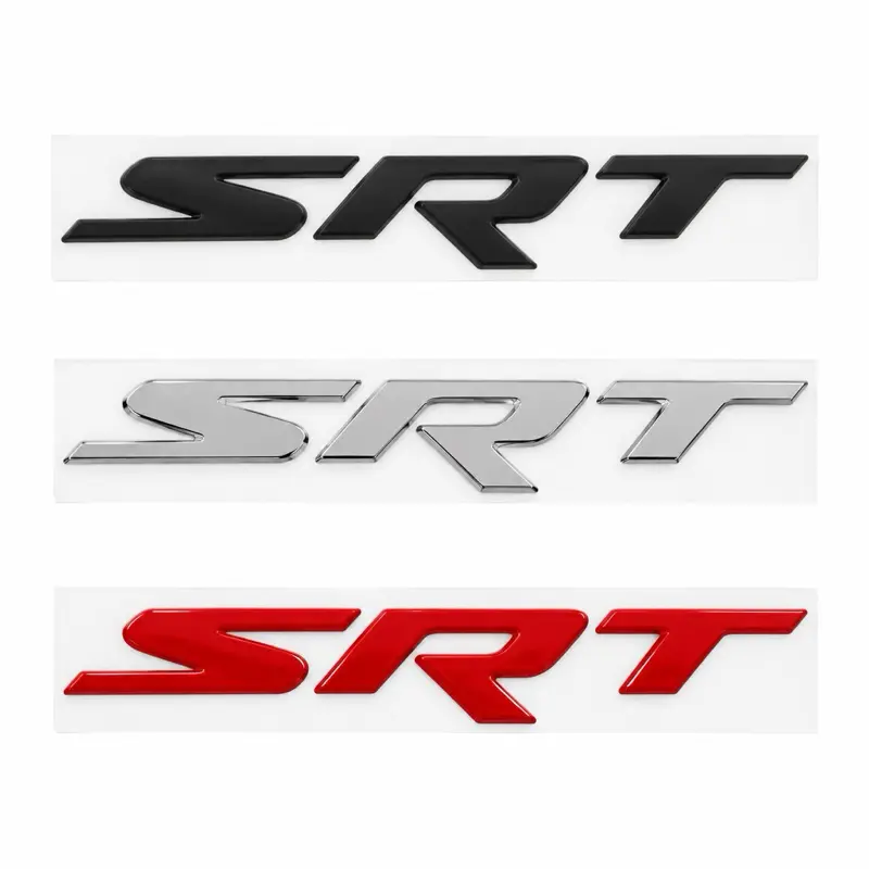 3D Raised SRT Style Adhesive Emblem Badge for Hellcat Charger Challenger Grand Cherokee, Car SUV Exterior Sticker, Matte Black Chrome Red