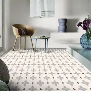 Vintage Flower Pattern Floor Sticker, 60pcs/set Self Adhesive Floor Decal, Decorative Sticker for Home Living Room Bedroom Kitchen Bathroom, Tiles Sticker