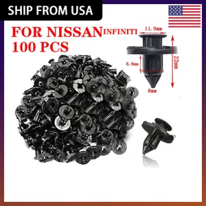 100Pcs 8mm Bumper Clips Retainer Rivets Fastener Plastic Fender Push For NISSAN