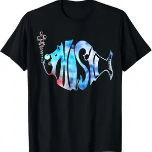 Colorful Phish-Jam, Tie-Dye Tee For Fisherman Fish Graphic T-Shirt, Comfortable Classic Relaxed Fit Casual Fashion Unisex Cotton T-Shirt