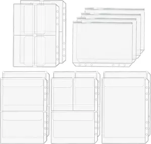 Premium Clear Binder Zipper Folders - 12PCS A5 Size 6 Holes Binder Inserts, Document Filing Bags for 6-Ring Notebook Loose Leaf Bags