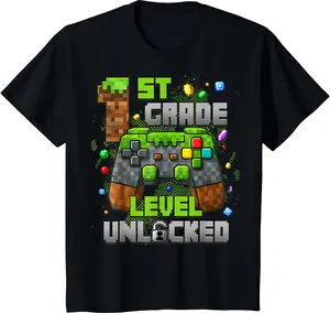 1st Grade Level Unlocked Video Gamer Pixel Back to School T-Shirt