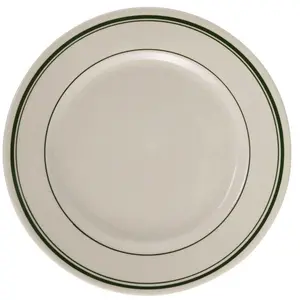 Yanco GB-9 Porcelain China Green Band Dinner Plate, 9.75 in., White - Pack of 24