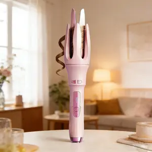 Automatic hair curler, 4-level adjustable temperature, dual-voltage rotating curling iron, rapid heating, automatic power-off, professional hair styling.