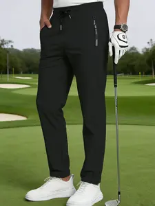 Men's Lightweight Ice Silk Fiber Joggers, Zipper Pockets, Adjustable Drawstring Waist, Breathable Quick-Dry, Casual Workout Pants, Fitness Trousers, Casual Sports Trousers