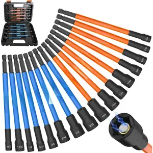 16 count  Nut Driver Set for  Drill, 6 Inch Extra Long Nut Drivers with Sturdy Tool Box, SAE/Metric 1/4" Hex Shank Socket Set for Drill, Tool Sets for Men/Women to DIY and Repair