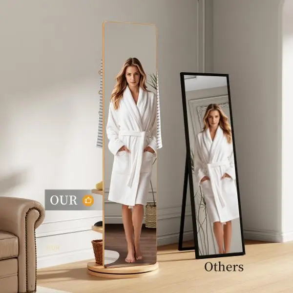 Bellemave  70"x19"Full Length Mirror with Stand,Coat Rack with Mirror,Solid Wood Floor Mirror,Swivel Mirrorfor Bedroom, Living Room, Cloakroom