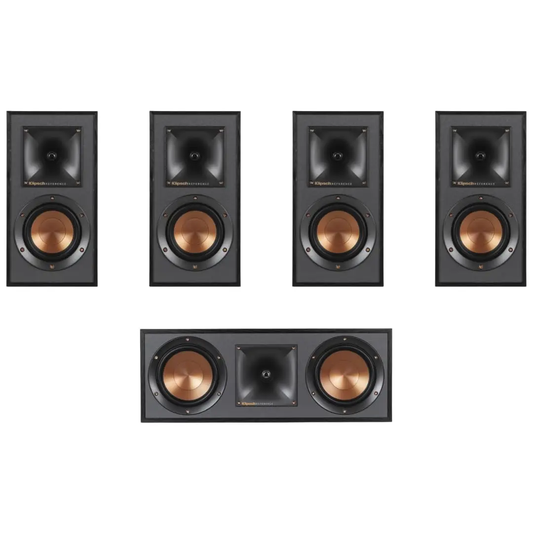 Klipsch R-41M Compact Bookshelf Home Speakers - Powerful, Detailed Audio - Set of 2, Black