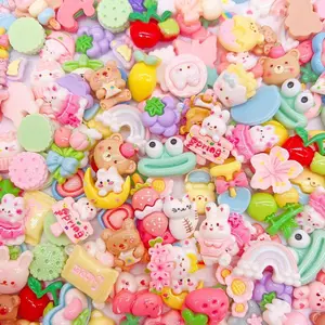 120 Pcs Slime Charms Bulk DIY Craft Making Kit, Cute Flat Back Mixed Resin Charms for Crafts
