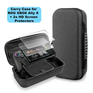 Portable Travel Case for ROG XBOX Ally X Console + 2x HD Screen Protectors | Protective Storage Bag & Tempered Film Kit for ASUS ROG XBOX Ally X Handheld | All-in-One Accessory Bundle Protection