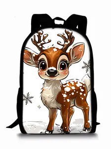 Cute Little Sika Deer Print Single-layer Backpack