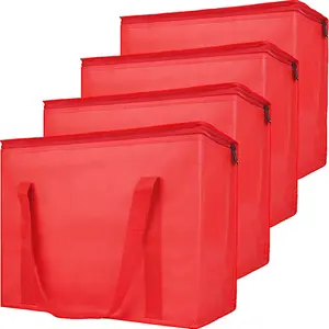 4-Pack Insulated  Grocery Bag, X-Large Cooler Bag for Picnic,  Delivery Bags, Insulated Pizza Delivery Bags, Red