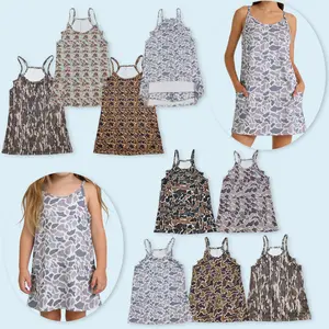 Adult women grey camouflage active wear athletic summer yoga dress