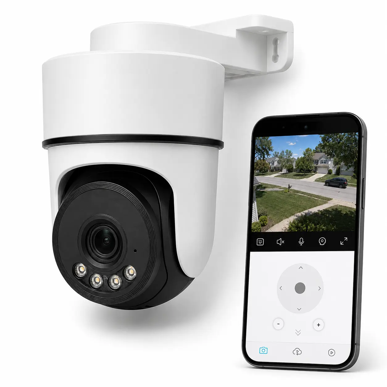 1080P Outdoor WiFi Security Camera, 360° Pan/Tilt Camera with Motion Spotlight, Color Night Vision, 2-Way Audio, Corded Power & Weather-Resistant Design