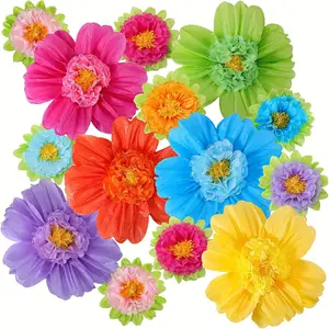 12pcs Large Colorful Giant Tissue Paper Flowers - 20" Fiesta Decorations for Wedding, Birthday, Mexican Carnival Party Wall Backdrop, Vibrant Pom Poms, Easy DIY Assembly
