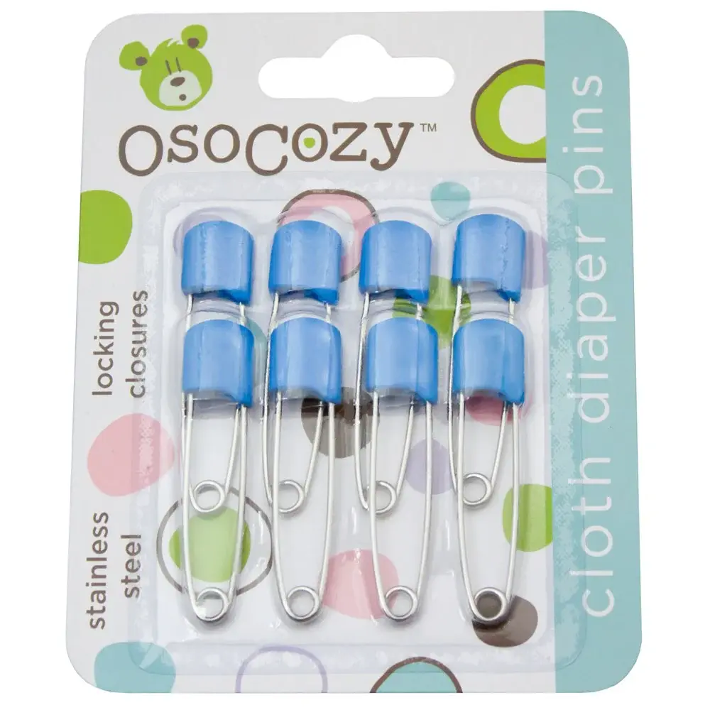 Diaper Pins - (Blue) - Sturdy, Stainless Steel Diaper Pins with Safe Locking Closures - Use for Special Events, Crafts or Colorful Laundry Pins