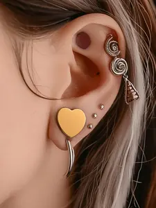 vanku 2PCS Elegant Heart Ear Gauges Plugs Tunnels Stretcher 316L Stainless Steel Wedding Ears Expander Piercing Body Jewelry