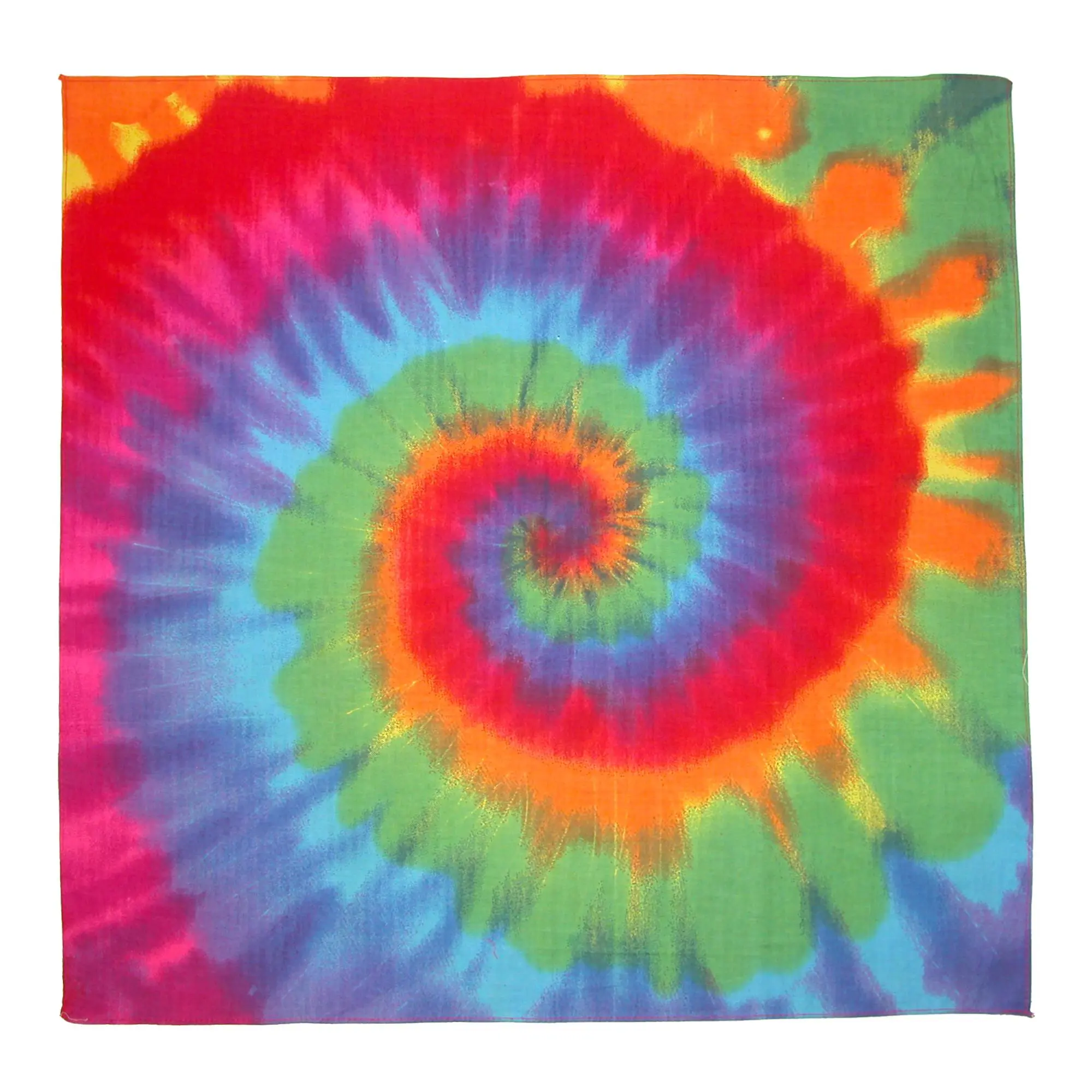 CTM Round Rainbow Tie-Dye Bandana, Fashion Clothes Accessory Handkerchief