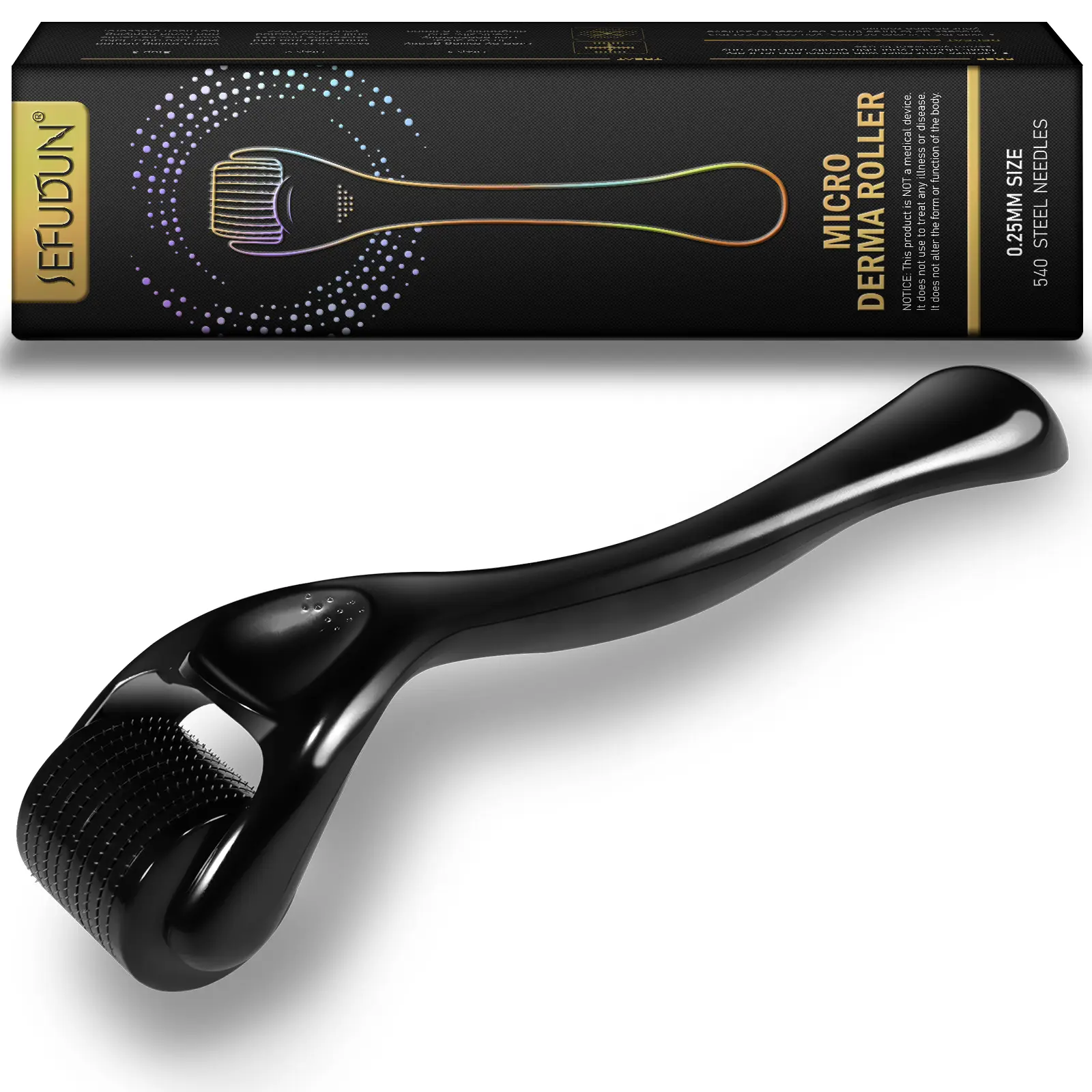 Sefudun Derma Roller, 0.25mm Microneedle Facial Massage Tool with 540 Needles for Hair Growth, Beard & Skincare for Men and Women, Facial Slimming & Massage Tools, Single Item, All, Alcohol-Free, Face/Body, Repair Skin sohochic