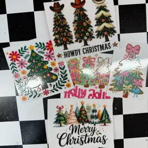 Tree Bundle 3 inch UVDTF prints made in Minneapolis by me, ItsRozeyBoo. This package of 5 high quality prints. It is perfect for adding to acrylic blanks with some glitter and resin to make your own customized ornaments.