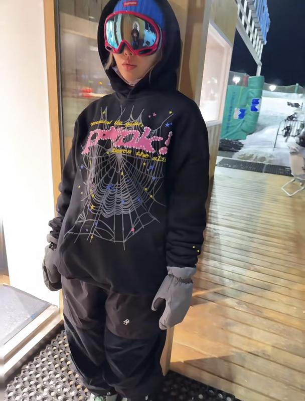 Nevermind the Spider, Here's the Slime - Unisex Hoodie Print Short Fashion Menswear Sweaters Tops Letter & Spider Web Print for pattern Autumn Hoodie