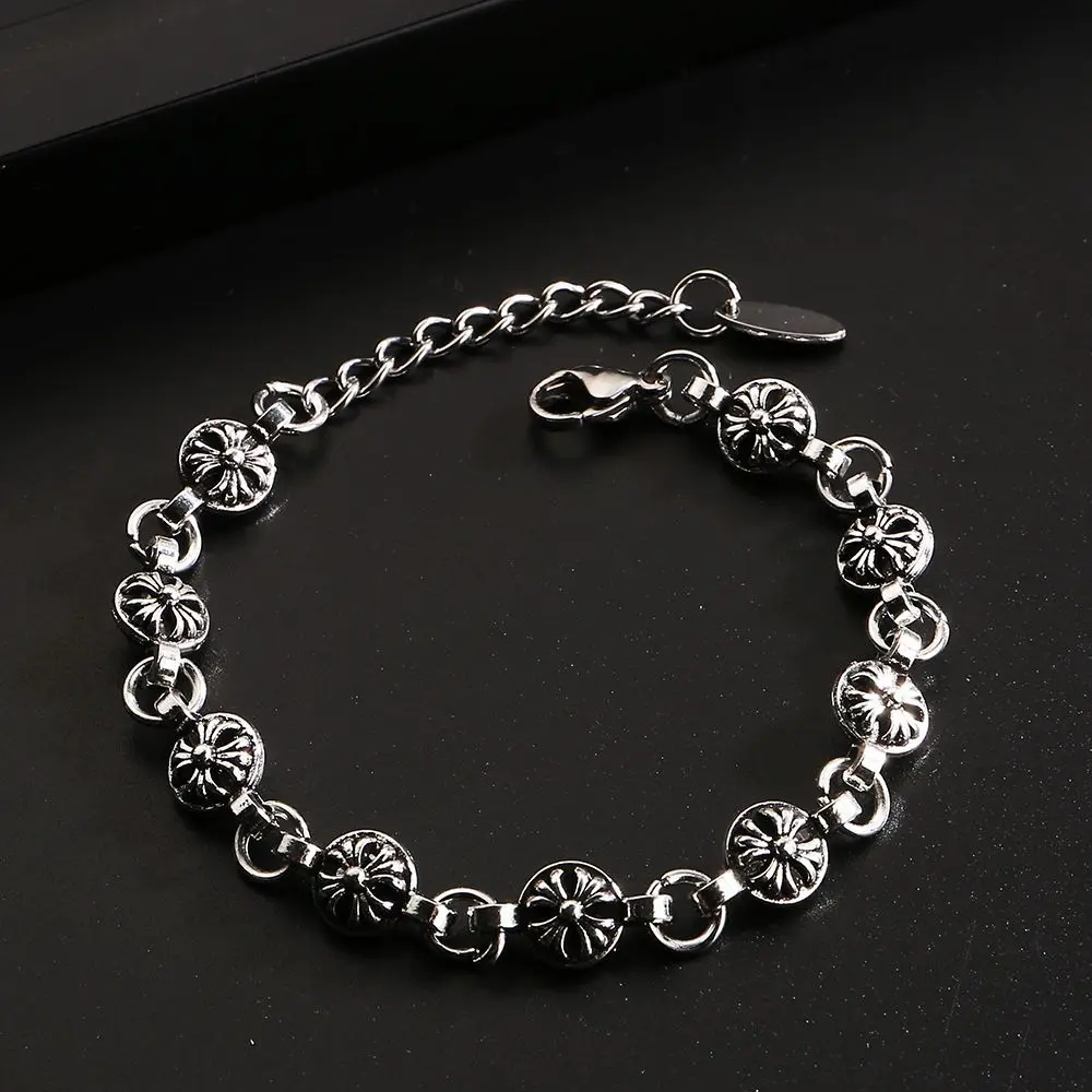 New Cruciate Flower Cross Men and Women Bracelet Pendant Retro Domineering Ornament Hip Hop Cool Couple