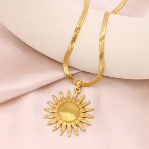 Women’s Gold-Plated Sun Necklace | Stainless Steel Titanium Steel Jewelry