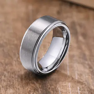 Simple Jewelry Tungsten Steel Round Ring Men's Solid Metal Color Ring Accessories