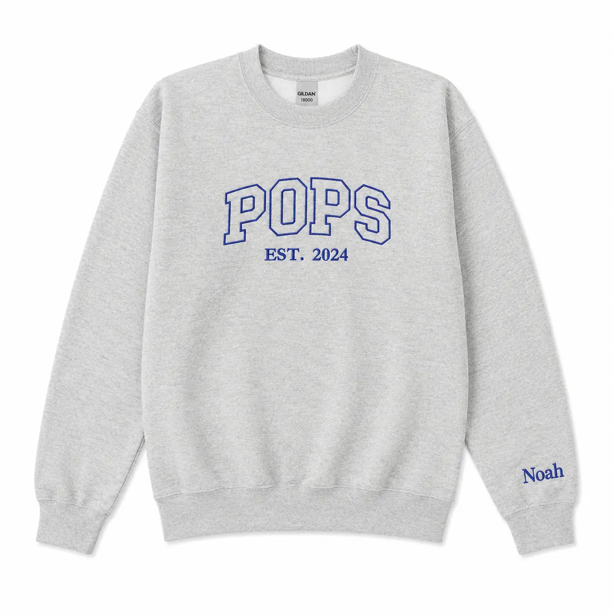 Custom Embroidered Pops Grandpa Sweatshirt – Personalized Nickname Unique Gift for Dad Birthday or Father’s Day, Valentine Day