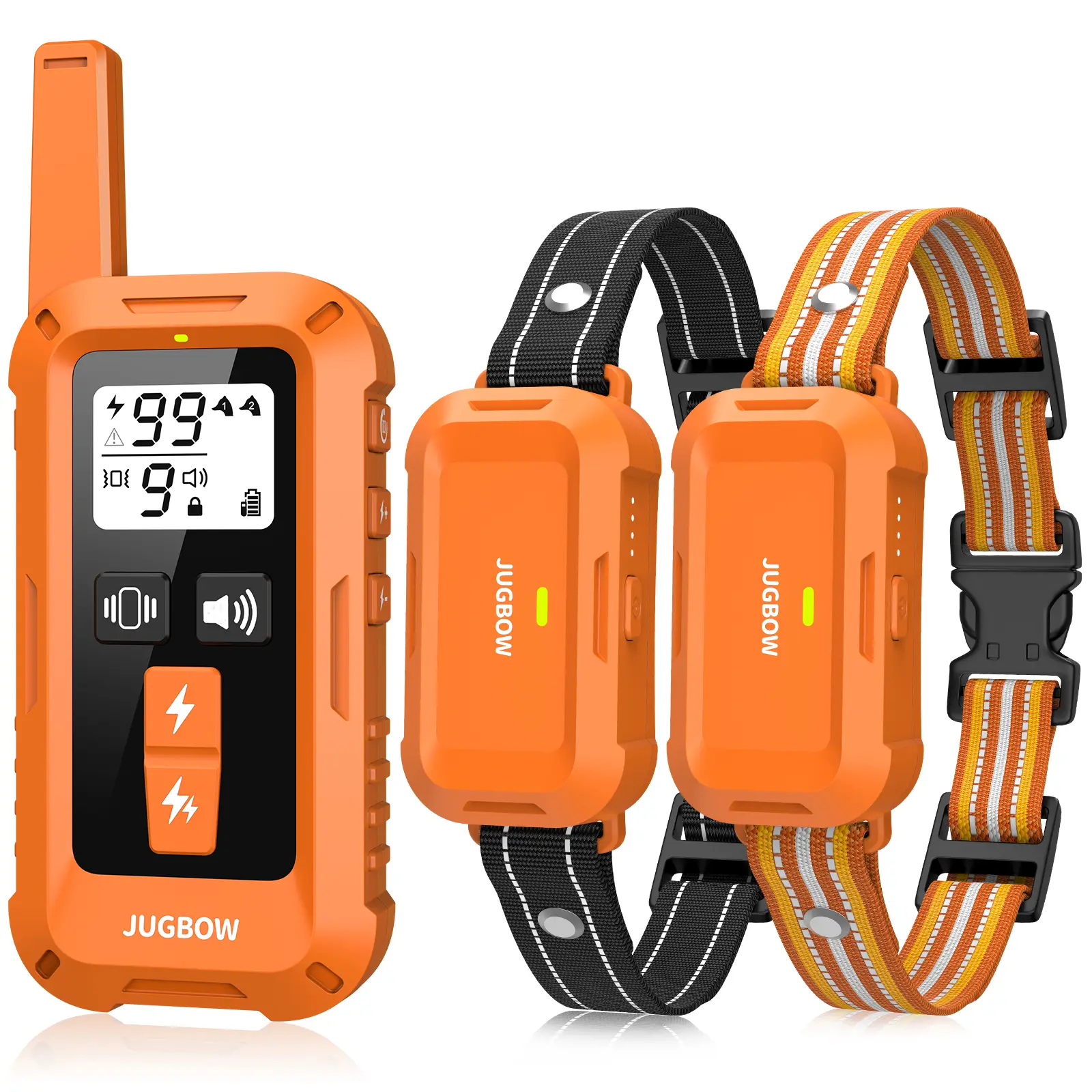 Jugbow Dog Training Collar - 4200FT with Remote, 4 Training Modes,Security Lock, IPX8 Waterproof, Rechargeable e-Collar for All Breeds,Orange 2dogs-DT