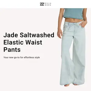 Jade Saltwashed Elastic Waist Pants - Blue Mist