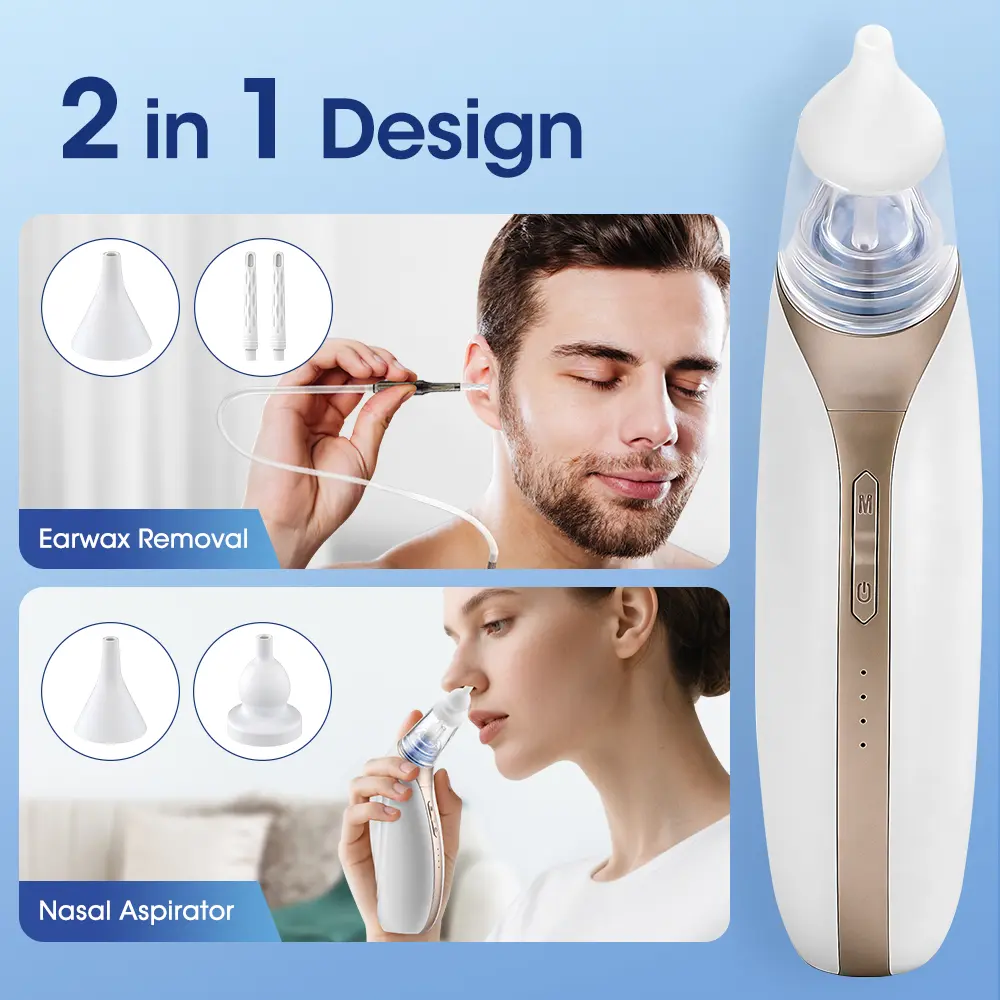 Portable Electric Ear Suction Wax Remover, 3 Suction Strength Low Noise Silicone Hose, Rechargeable Cordless Ear Cleaner with Full Accessory Set & Washable Storage Bin for Swimming Ear Water & Clogged Wax