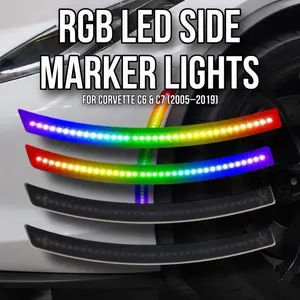 RVP Supply RGB LED Side Marker Lights 4-Pack Fits Corvette C6 & C7 (2005–2019) – Base, Z06, ZR1, Grand Sport Plug & Play Smoked Lens | Remote Controlled | 16 Color Options