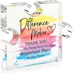 F-SG24  Difference Maker Gift Appreciation Gifts for Leader Boss Employee Coworker Teacher Staff Mentor Coach Manager Appreciation Thank You Gifts Coworker Gifts Office Gifts Retirement Gifts Acrylic Puzzle Decor Signs
