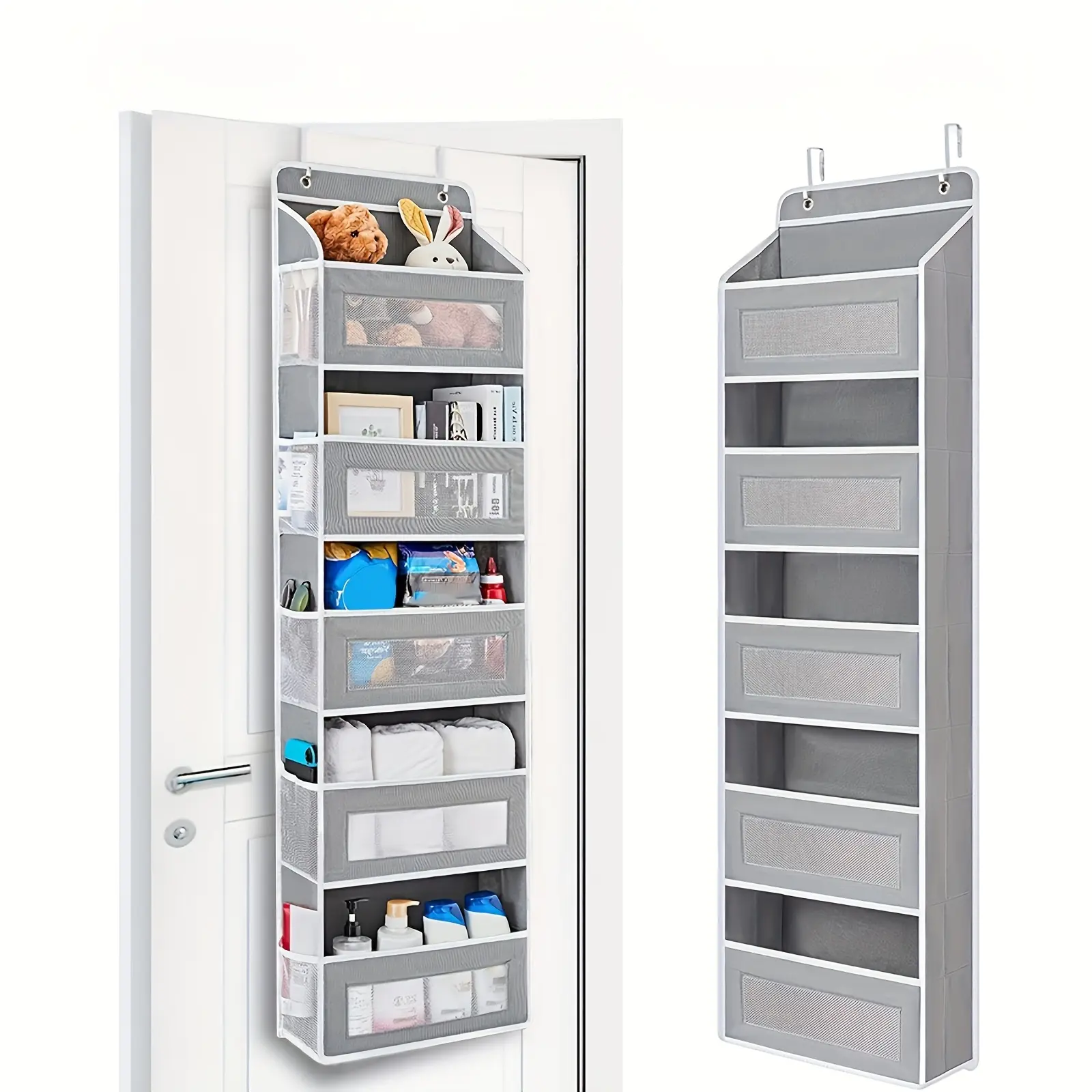 5-Tier Hangable Back of Door Fabric Storage Organizer, 5 Large Capacity Pockets, Anti-Tilt 44-lb Load for Bedroom, Bathroom, Pantry