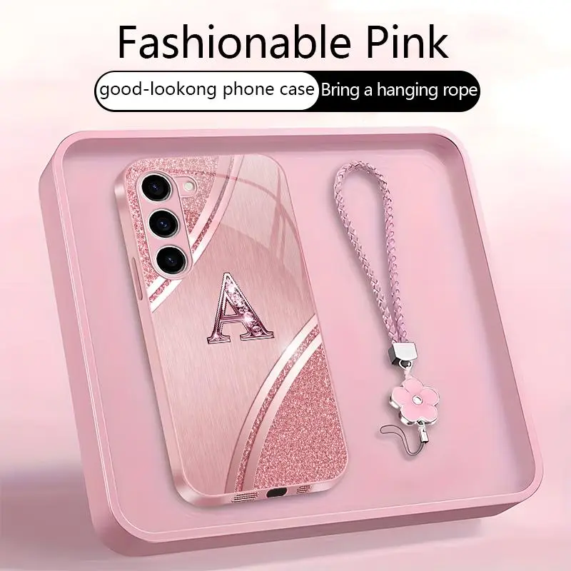Suitable for [Galaxy S23 5g ] high-end  phone case,The latest pink glass phone case featuring a full-coverage camera design and 2D printed patterns; with its minimalist and stylish look, it makes the perfect gift for friends and family！YM99