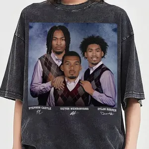 Wembanyama Harper Castle San Antonio Basketball Shirt, Step Bros Movie Parody Tee, Spurs Rookie Trio Fan Gift, Unisex Mens Womens Apparel