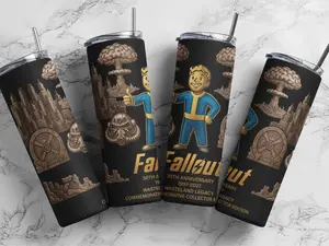 Fallout Vault Boy 30th Anniversary Tumbler | 40oz, 20oz Skinny & 20oz Curve sizes | Commemorative Wasteland Legacy Insulated Gamer Merch Gift