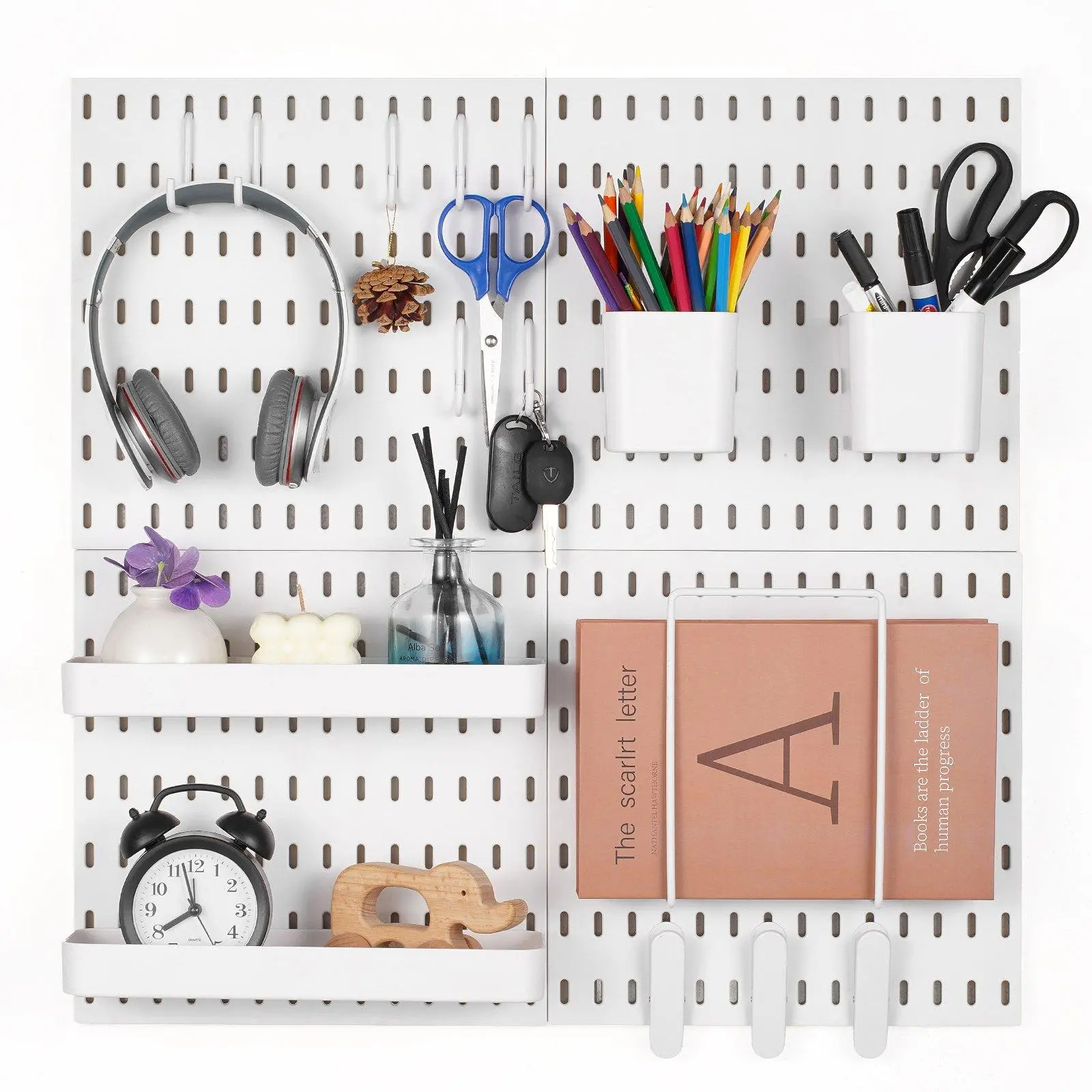 VEVOR Pegboard Combination Kit 11 x 11" Plastic Pegboard 4 Panels Wall Organizer White VEVOR Pegboard Combination Kit 11 x 11" Plastic Pegboard 4 Panels Wall Organizer White
