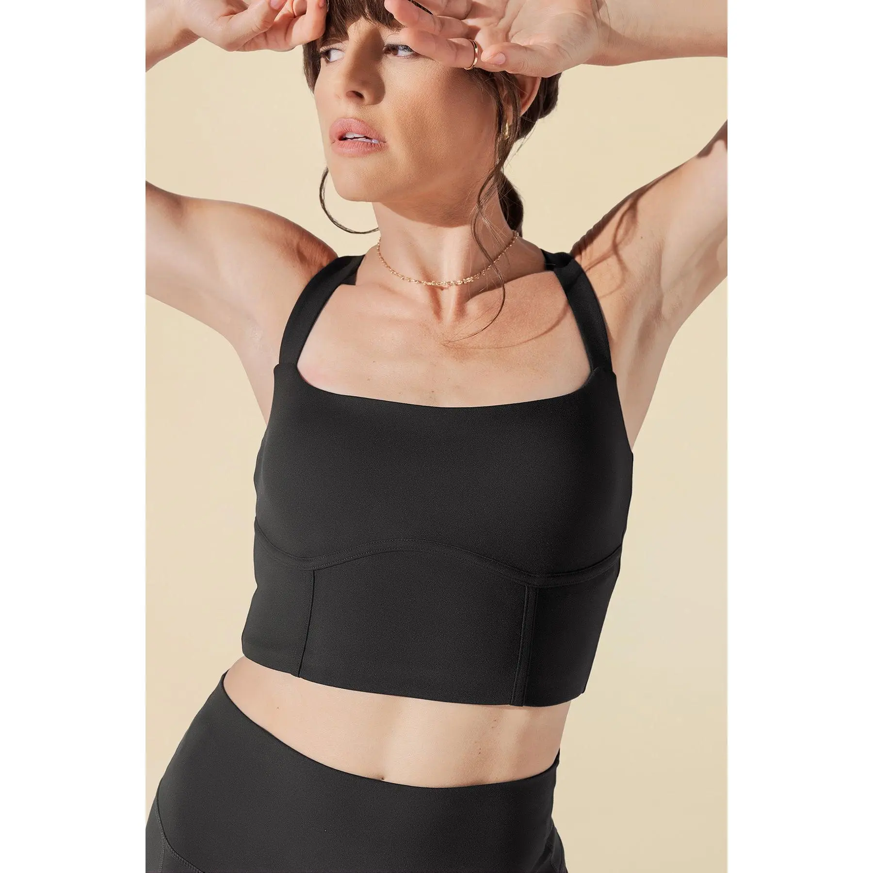 Daphne Corset Crop Top - Black