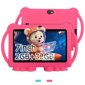 7-inch tablet, Android 12, 2+32GB, 3000mAh, 0.3+2MP, installed educational software, with parental control function, anti fall and anti-collision, no adapter, blue/pink, is a gift for Halloween and Christmas