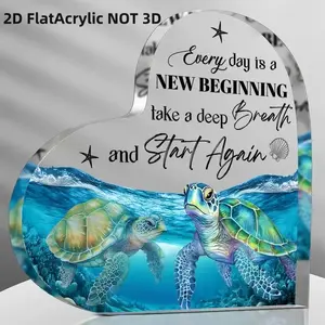 Blue Ocean Life Acrylic 2D Flat Decor, Perfect Birthday Gift for Bedroom Kitchen Living Room Office, Unique Turtle Design, Home Decor Products, Acrylic Plaque Decor, Novelty Decor