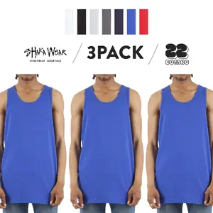 3 Pack SHAKAWEAR Men's Comfort Tank Top SHAKA WEAR Lightweight Sleeveless T Shirt Casual Hip Hop Cotton Tee Gym Workout Outdoor Big (S to 5XL)