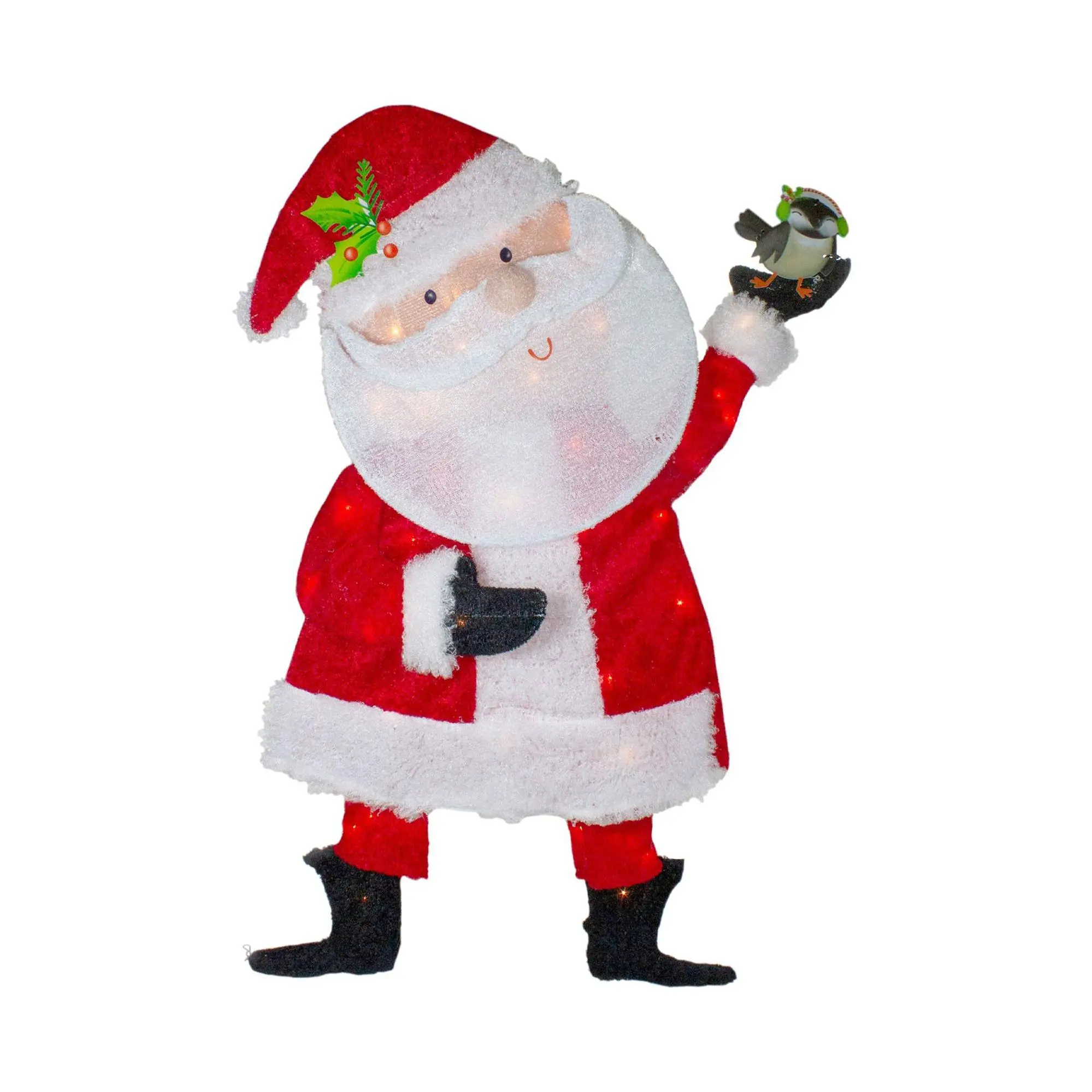 Northlight 32" Red and White Chenille Santa Outdoor Decor