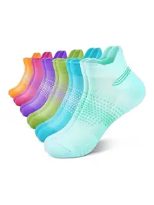 5 Pairs Women's Compression Short Socks, Arch Support Low Top Sports Socks, Moisture-Wicking Breathable Fabric, All Seasons, Unisex, Multi-Color Pack
